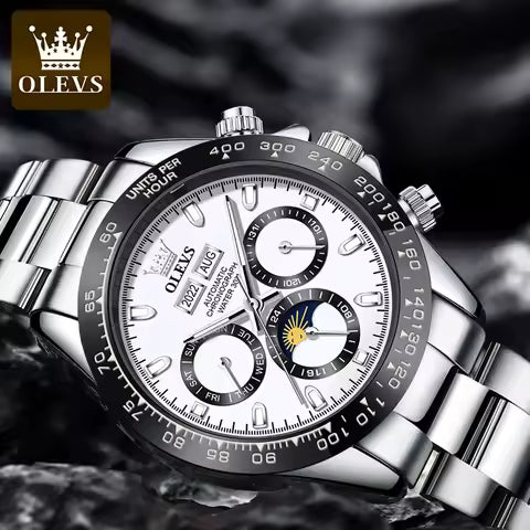 OLEVS 6654 montre de luxe pour hommes chronographe automatique mécanique imperméable lumineuse montre de marque supérieure pour Man Date Sport