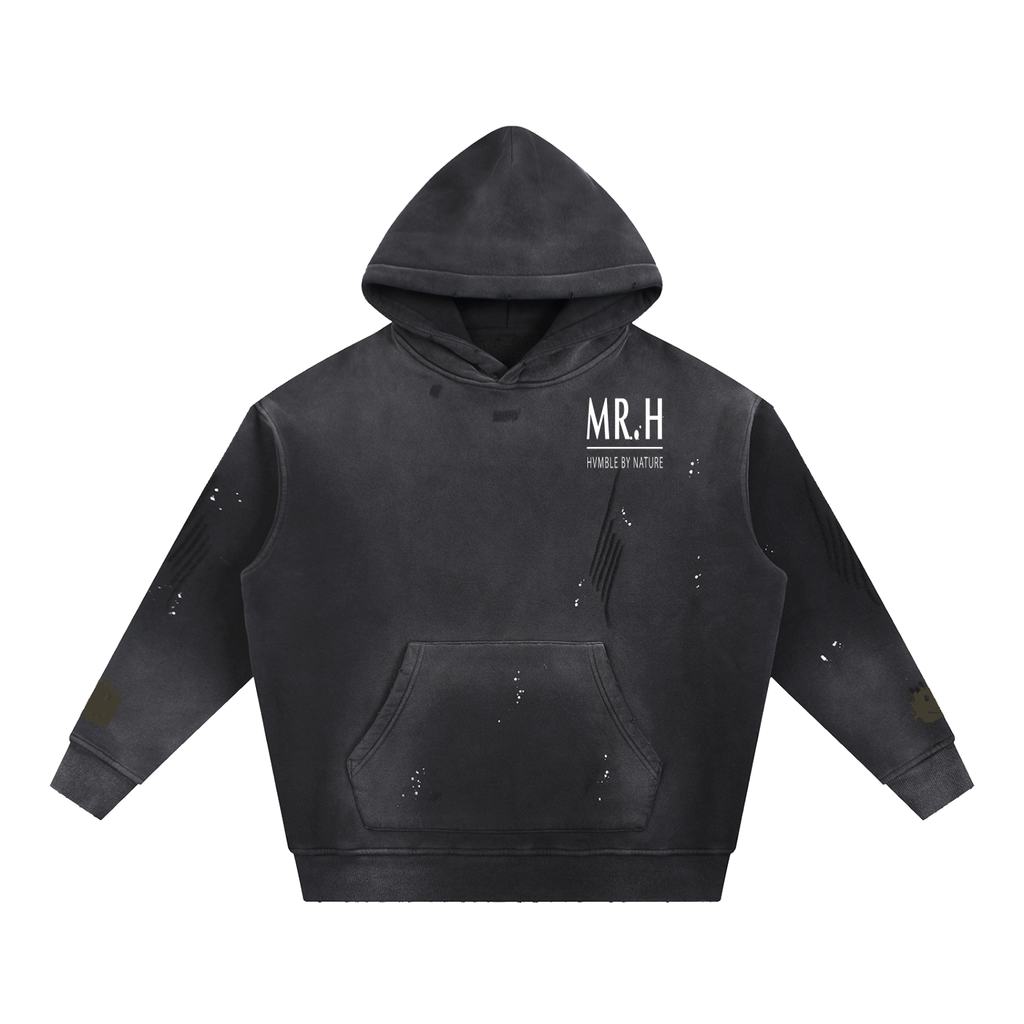 Vintage Washed Frayed Fleece Hoodie