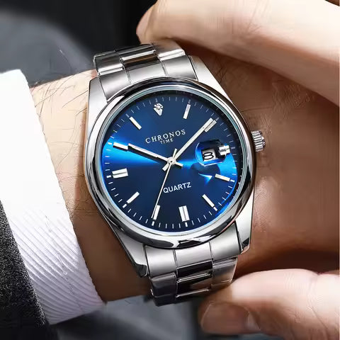 CHRONOS Marque de haut niveau Montre de Luxe Homme Montre-Bracelet Étanche, Lumineuse Montres Rendez-Homme En Acier inoxydable Quartz, Montre-montre Homme