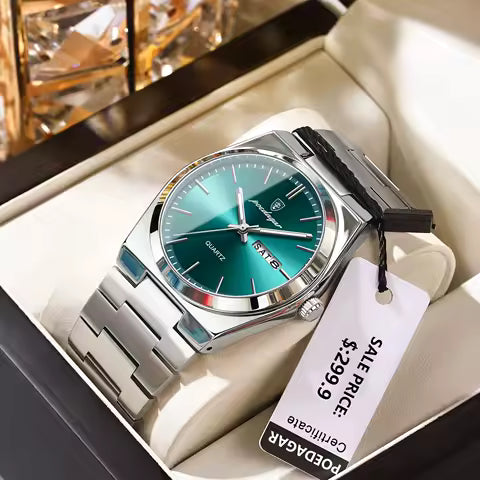 POEDAGAR Montres de luxe pour hommes Imperméables Lumineuses Date Semaine Montre Homme Mode Casual Mode Quartz Montre Poulet Homme Montre-Bracelet