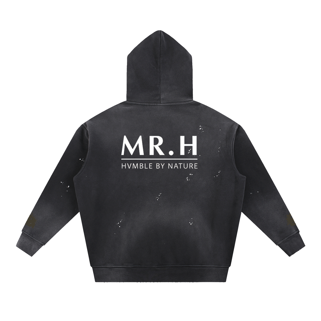 Vintage Washed Frayed Fleece Hoodie